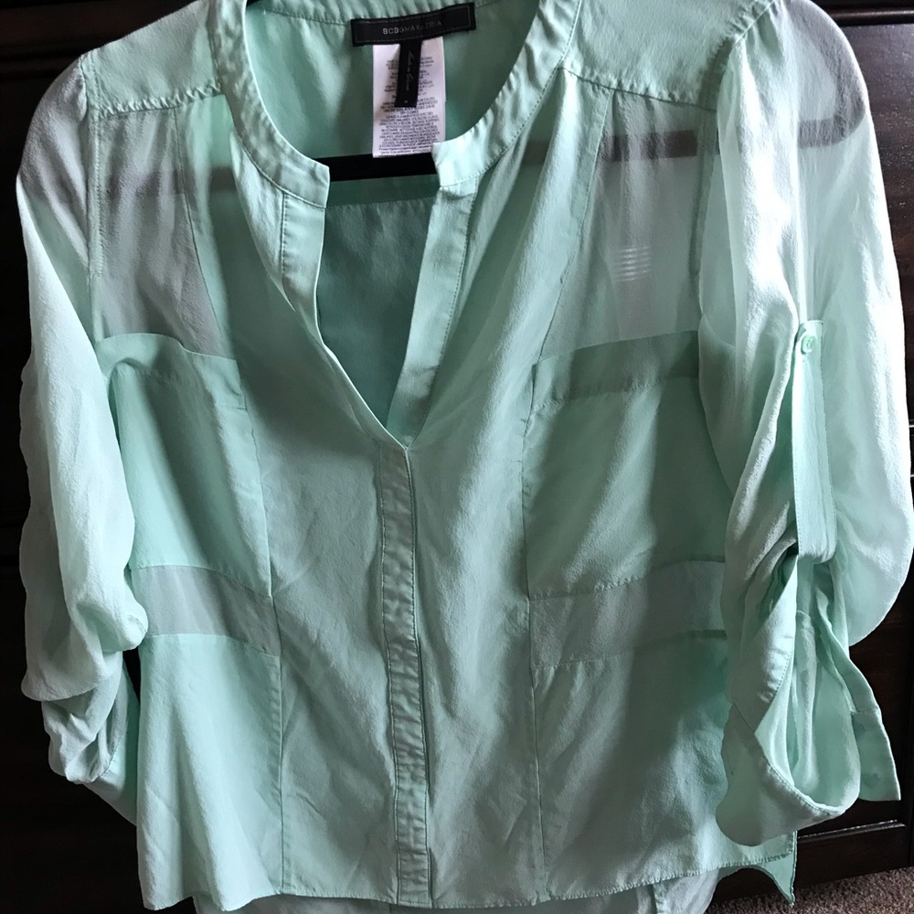 BCBG Maxazria mint green shirt small